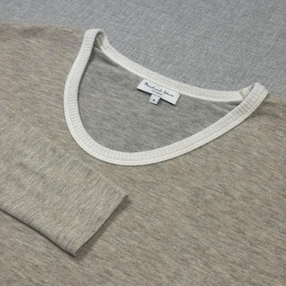 Michael Stars Sweater Women's M Gray Scoop Neck Lightweight Pullover Stretch